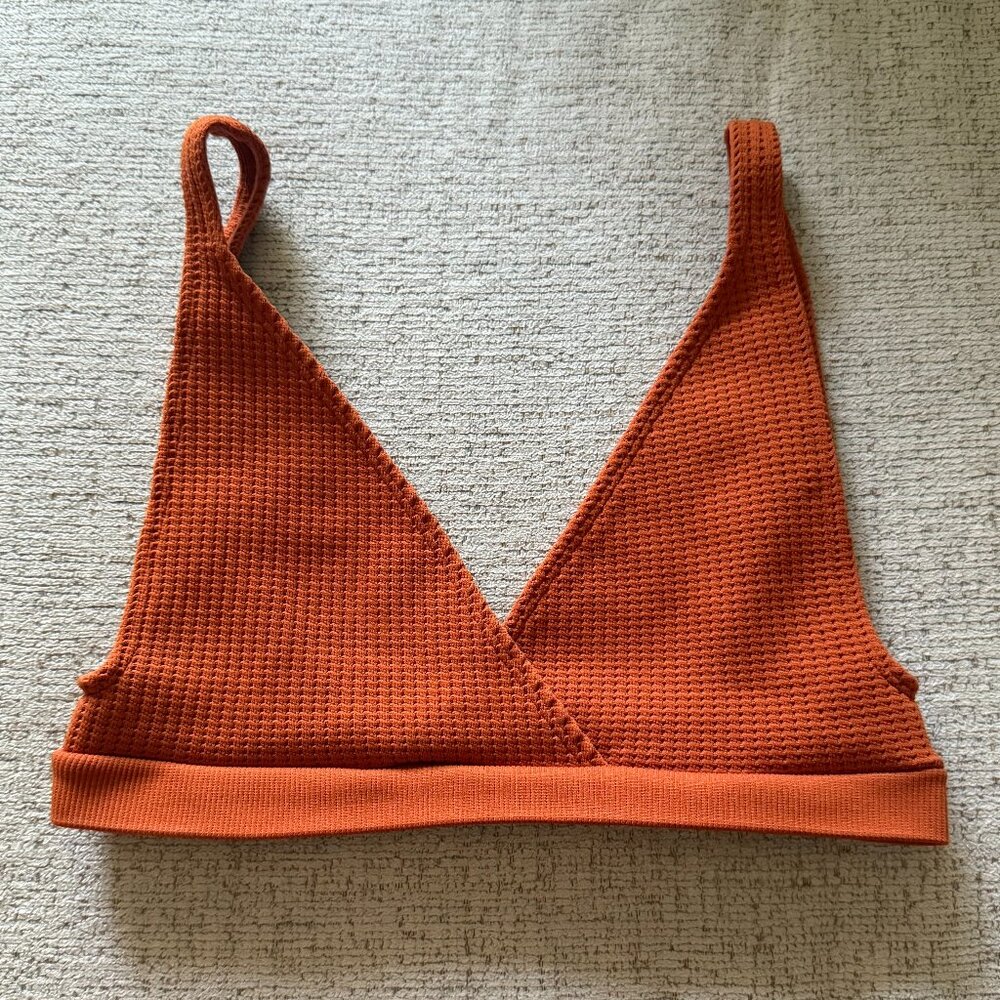 Out From Under for Urban Outfitters Burnt Orange Waffle Bralette Bikini Top XS/S